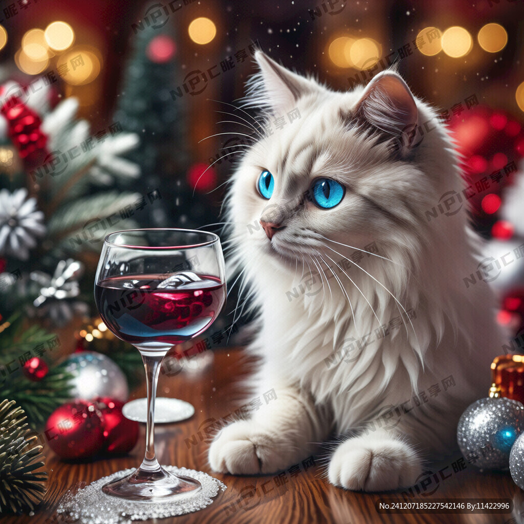 白色蓝眼睛布偶猫右爪敬酒 