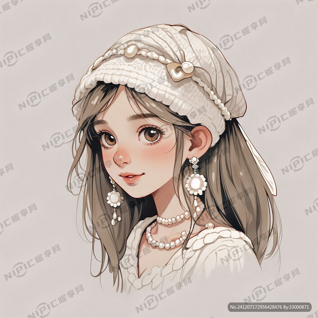 戴珍珠耳环的少女 卡通