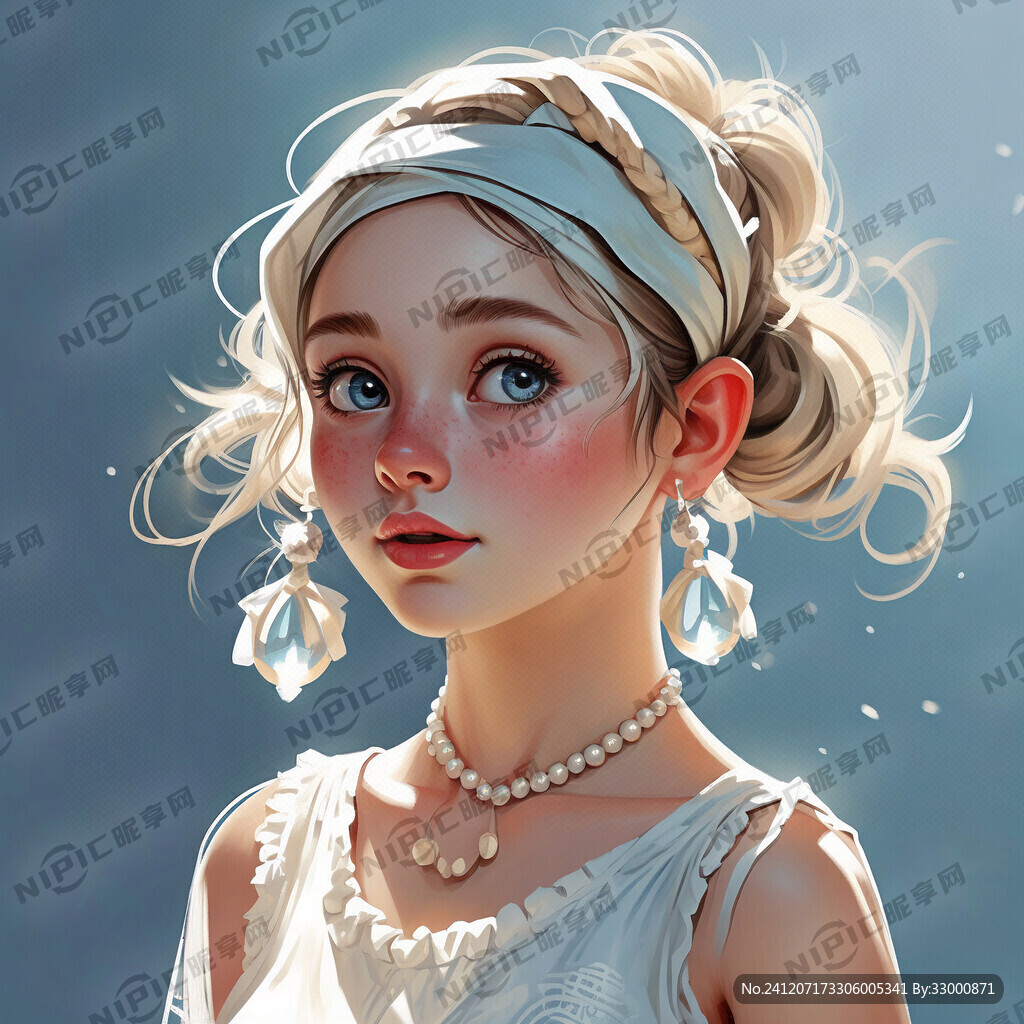 卡通 名画 戴珍珠耳环的少女