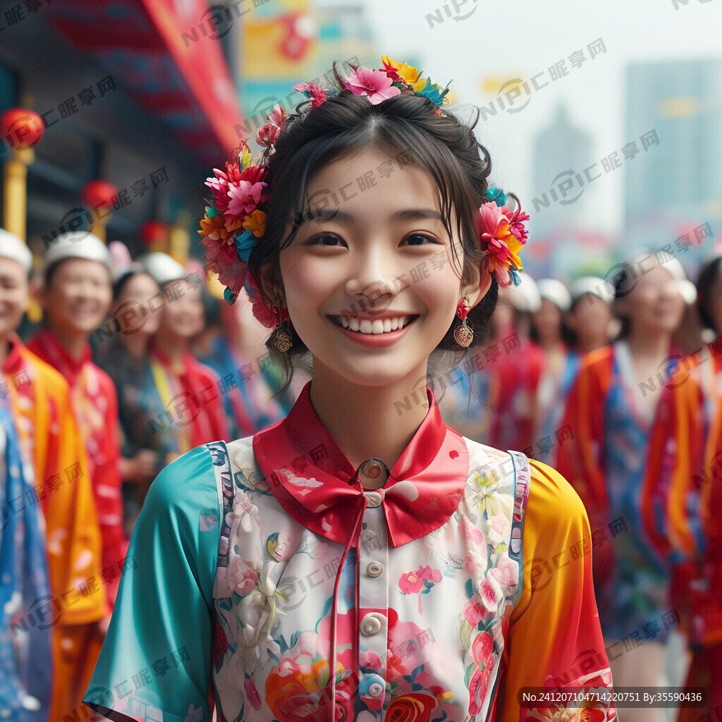 女孩微笑青春活力炫彩造型 未来