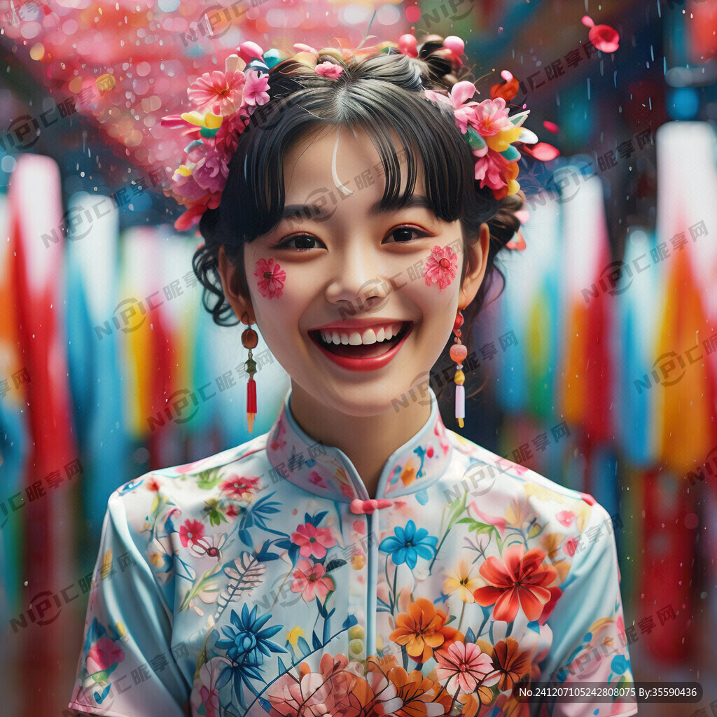 女孩微笑青春活力炫彩造型 未来