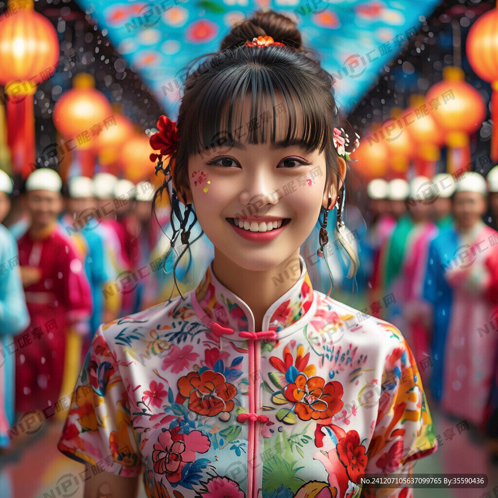 女孩微笑青春活力炫彩造型 未来