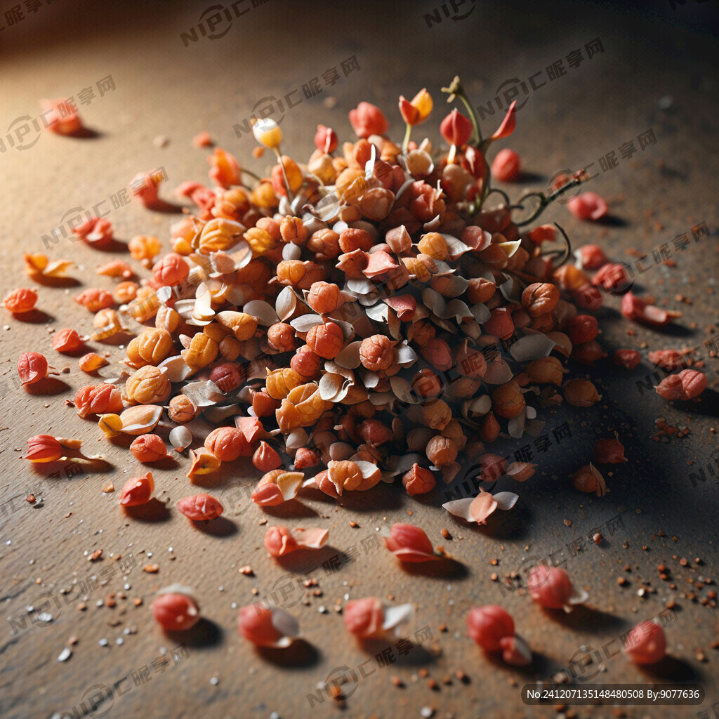桌上放着一把花籽 颗粒饱满