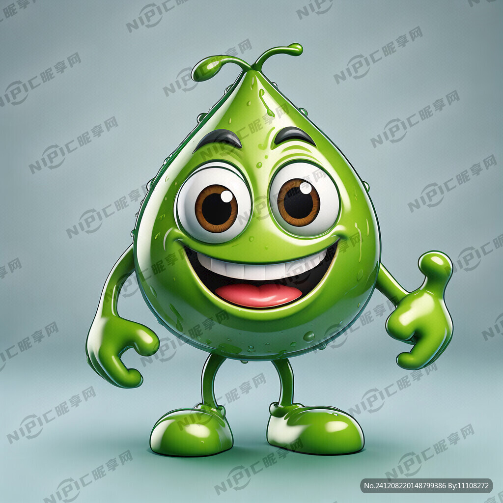 绿色水滴 卡通 开心吉祥物