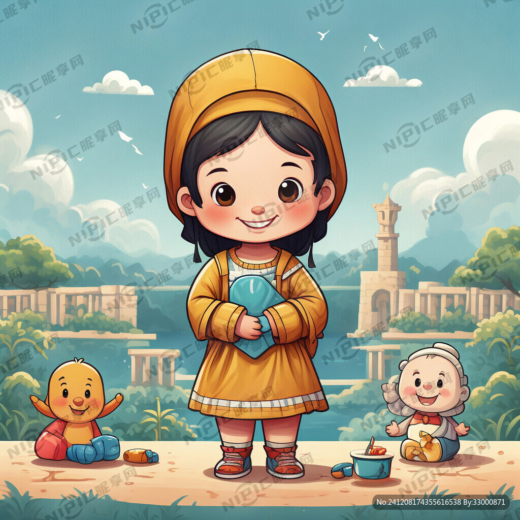 一张卡通美术儿童图片蒙娜丽莎的