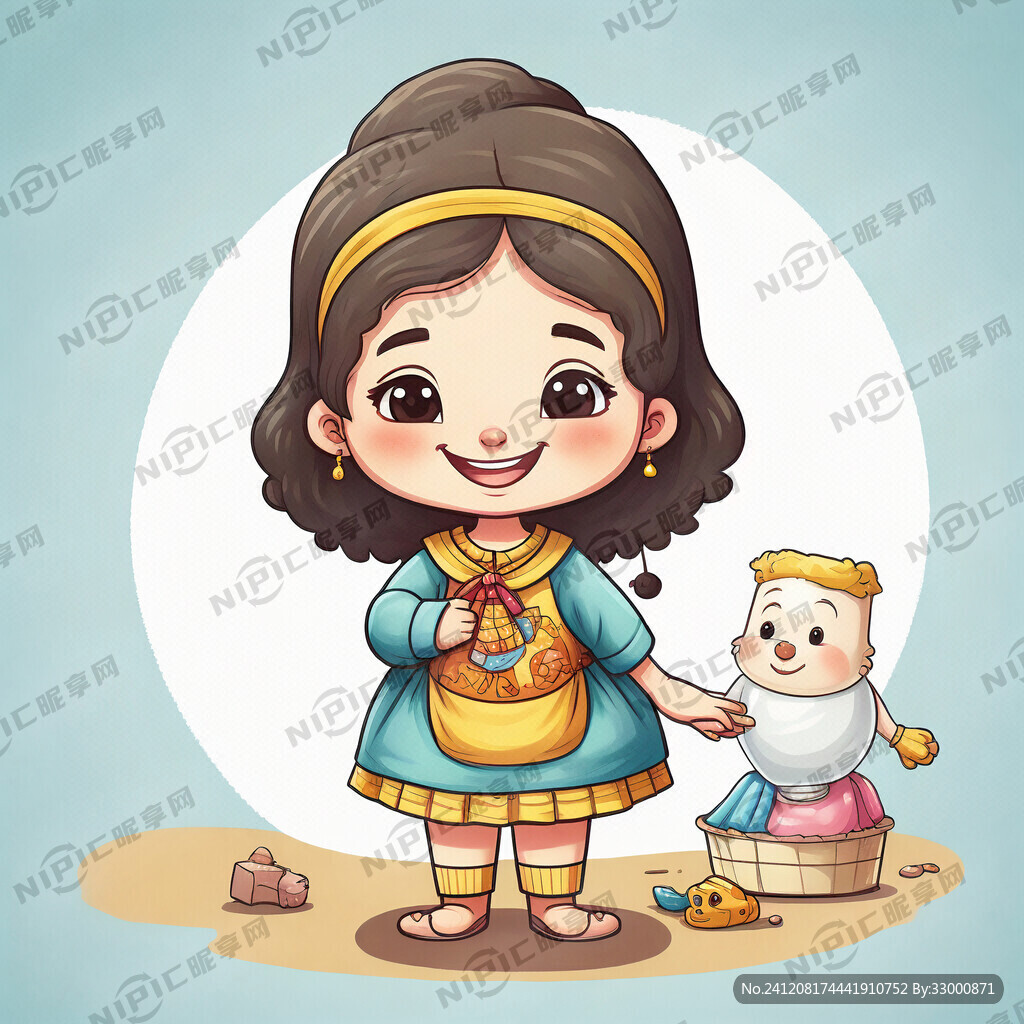 一张卡通美术儿童图片蒙娜丽莎的