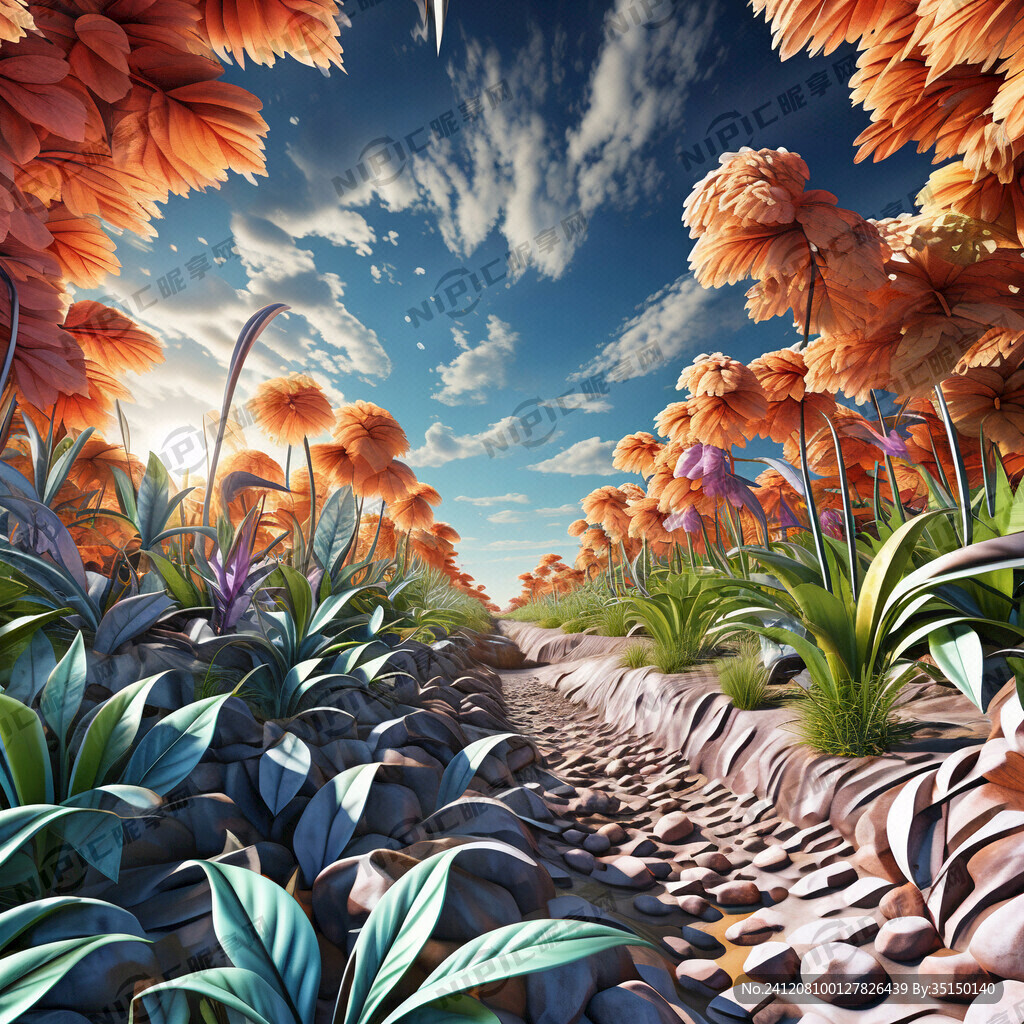 3D线条纹理 植物场景