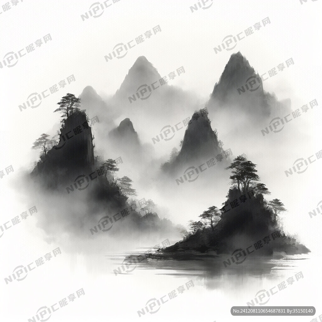 山谷 中国风 中国画 山水