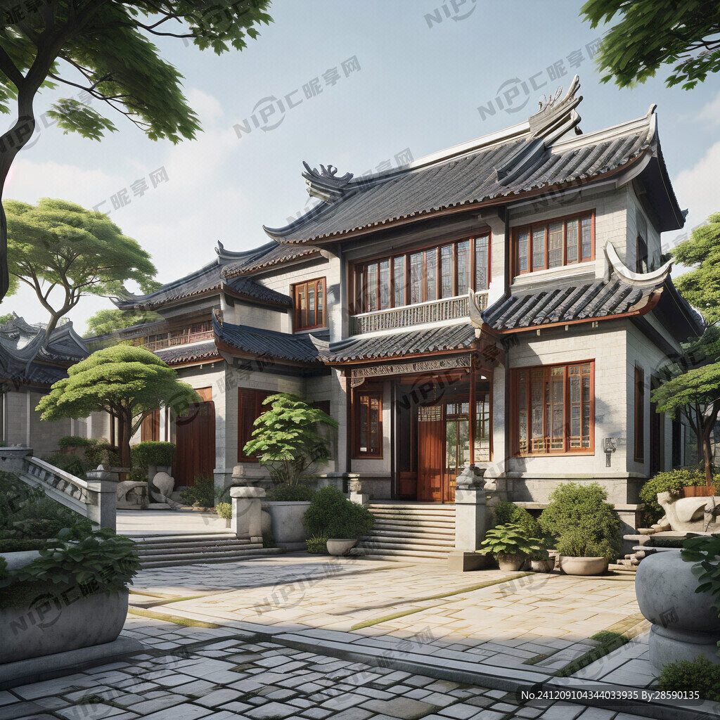 四水归堂规划格局的新中式的房子