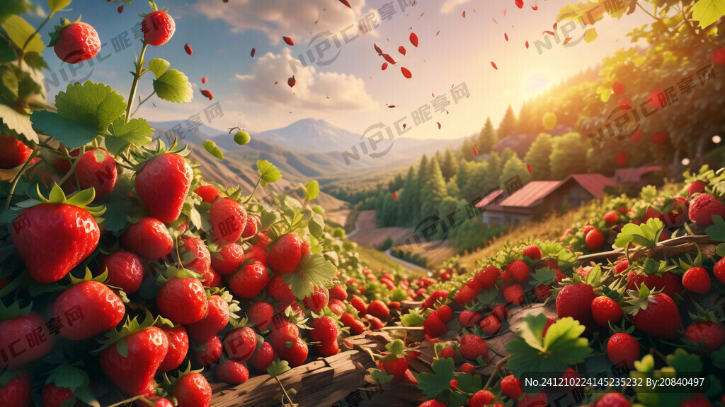 草莓蓝莓丰收场景