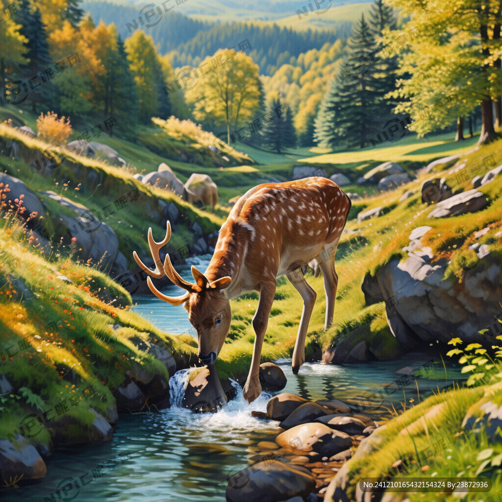 青山绿水水少一点山近一点有小鹿