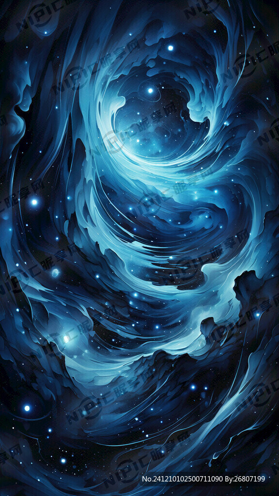 蓝黑星河线条抽象