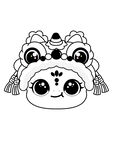 快乐蛇舞狮头线稿插画卡通