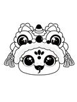 快乐蛇舞狮头线稿插画卡通