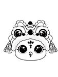 快乐蛇舞狮头线稿卡通插画