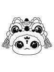 快乐蛇舞狮头线稿卡通插画
