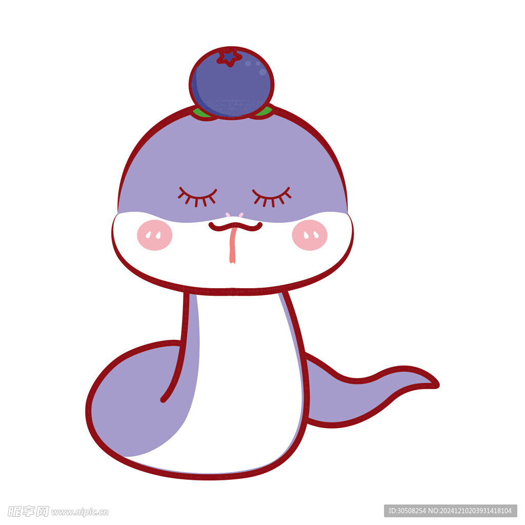 蛇宝宝水果头套蓝莓插画卡通