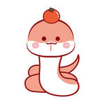 蛇宝宝水果头套可爱小蛇插画