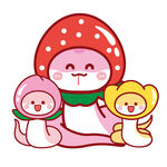 3只蛇宝宝水果头套草莓插画卡通