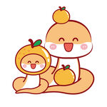 三个蛇宝宝水果头套卡通插画