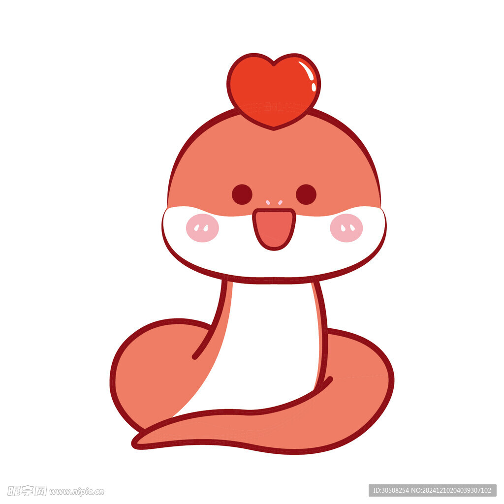 蛇宝宝水果头套爱心卡通插画