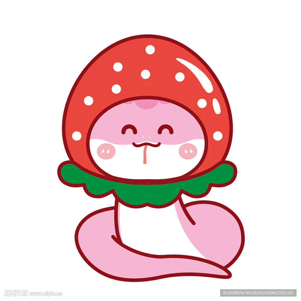 蛇宝宝水果头套草莓卡通插画