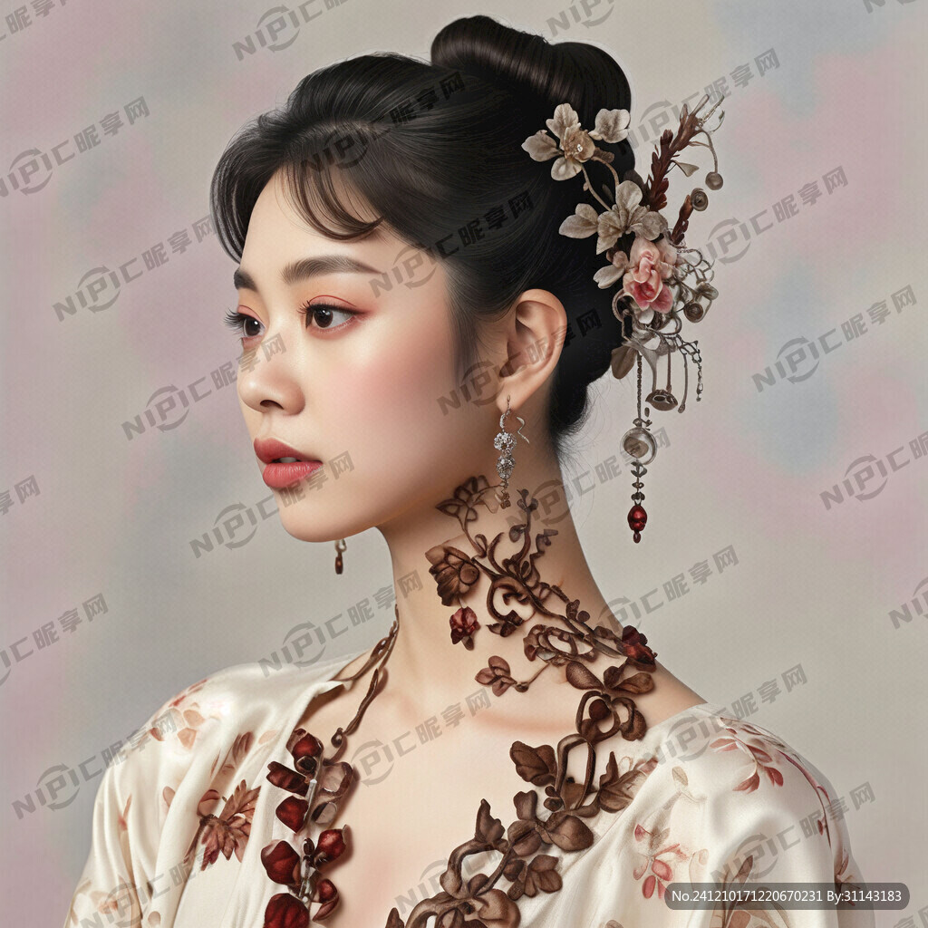 女性一度颈纹