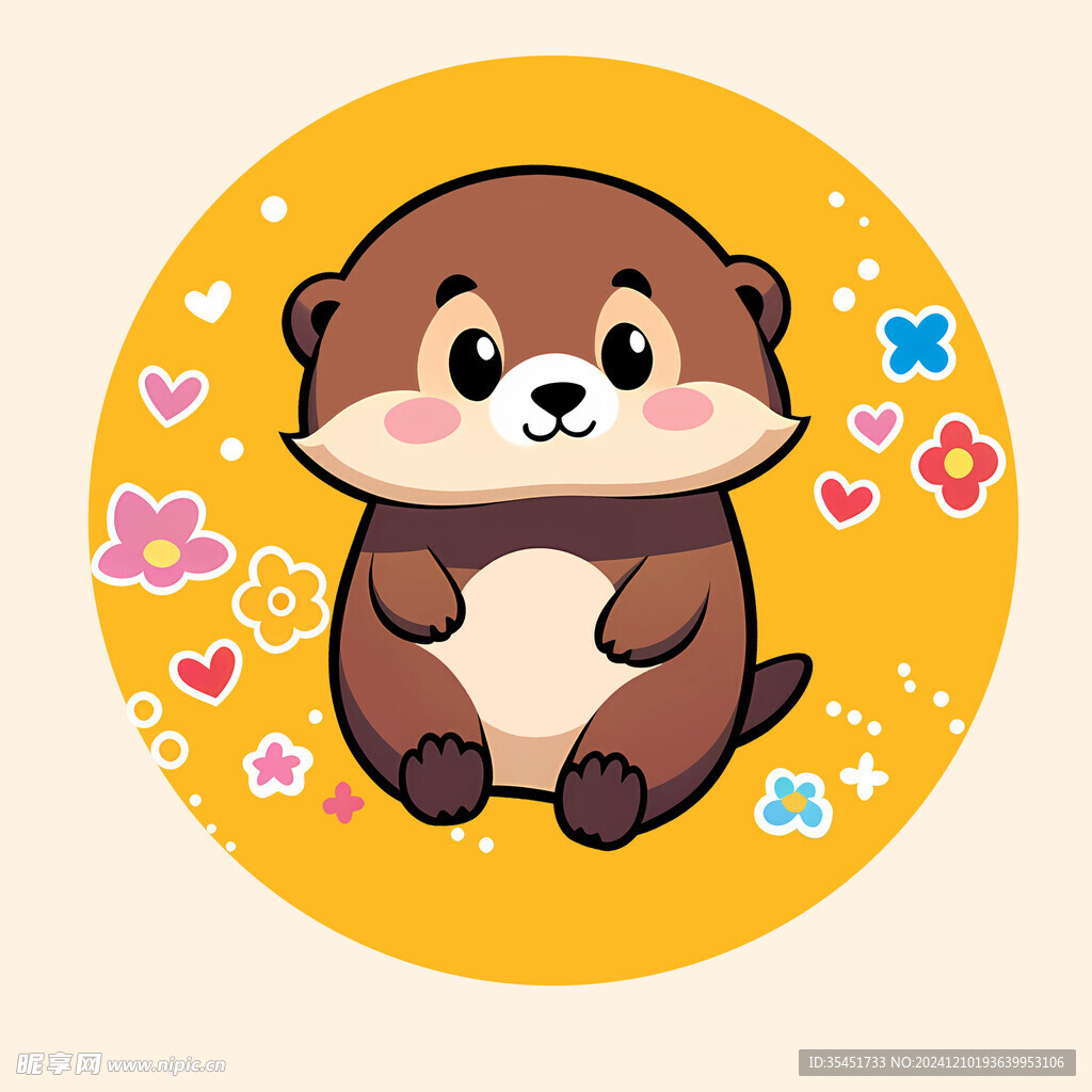 手绘卡通小水獭