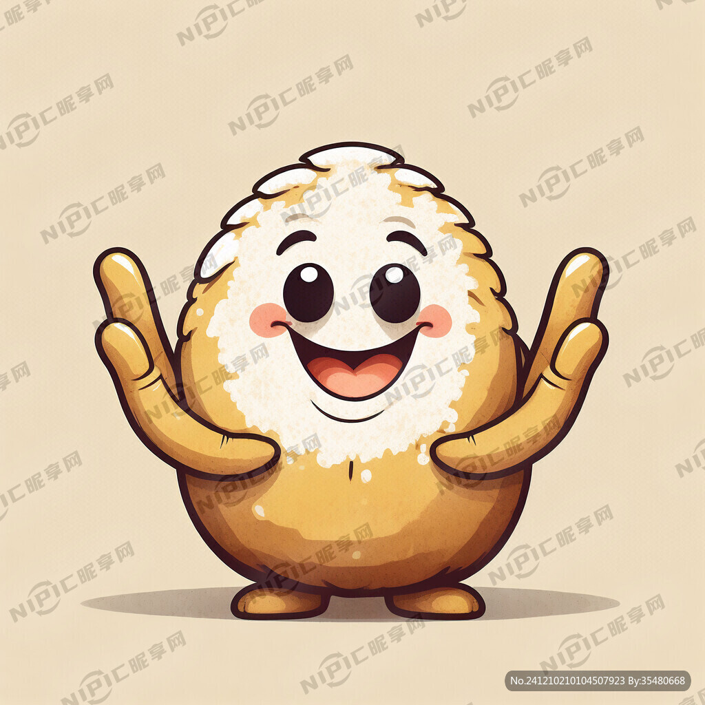 卡通大米双手比大小