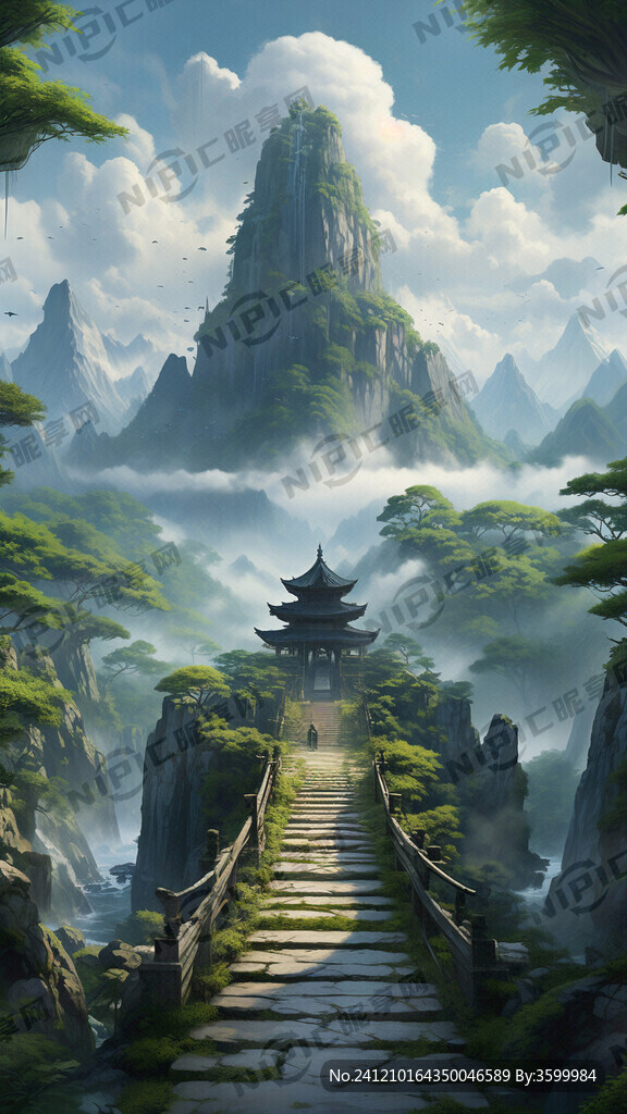 绿色森林 角落里的小亭子