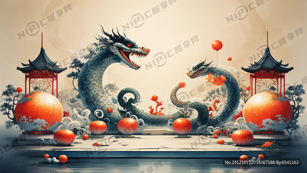 设计蛇年元旦的户外美陈