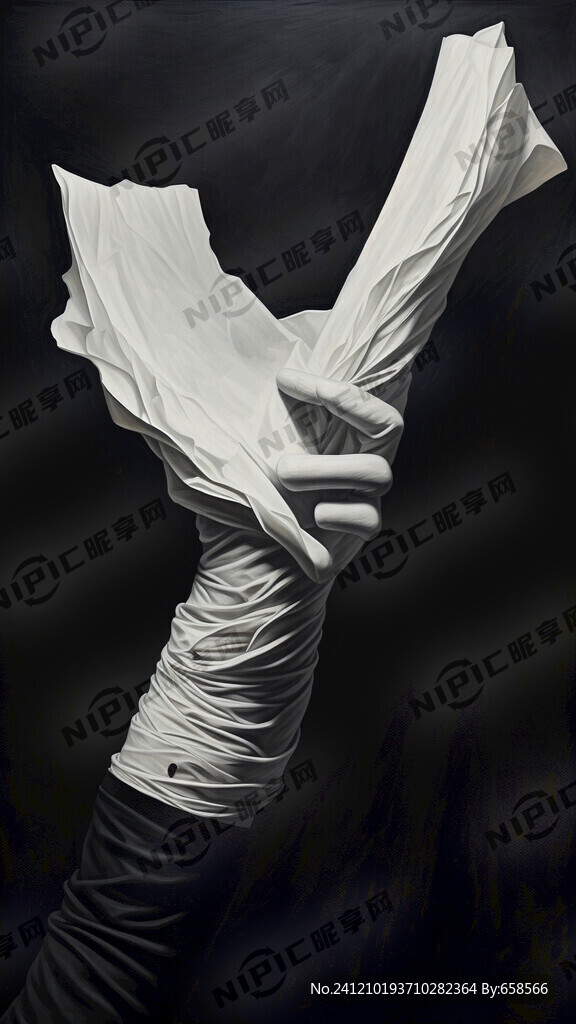 黑色背景 一只手抓着一卷纸