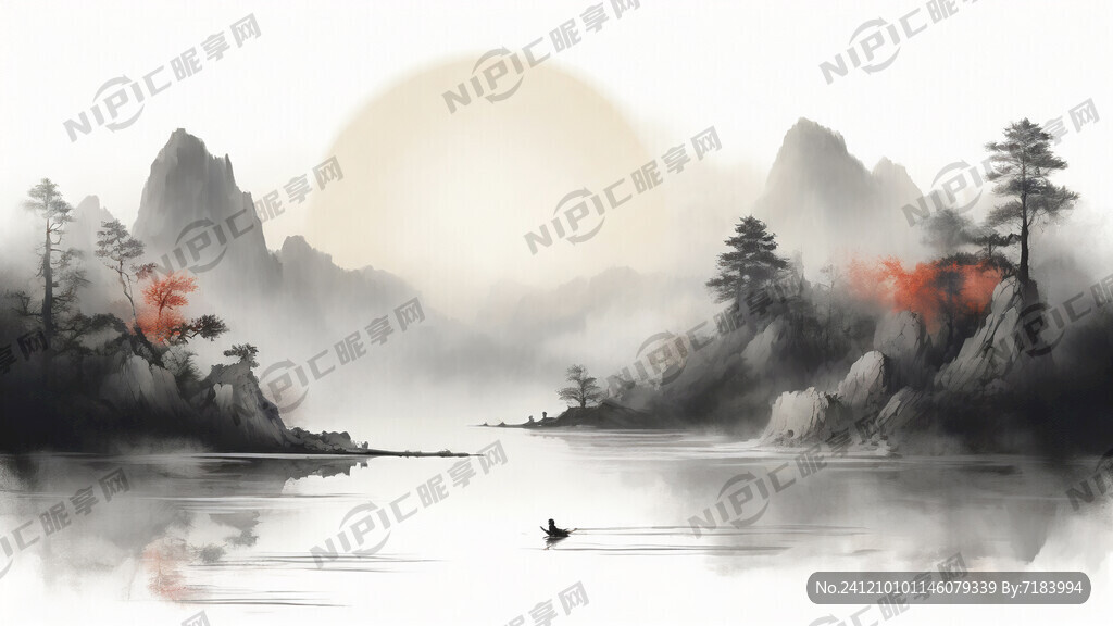 丝绸四面环绕 中间留白