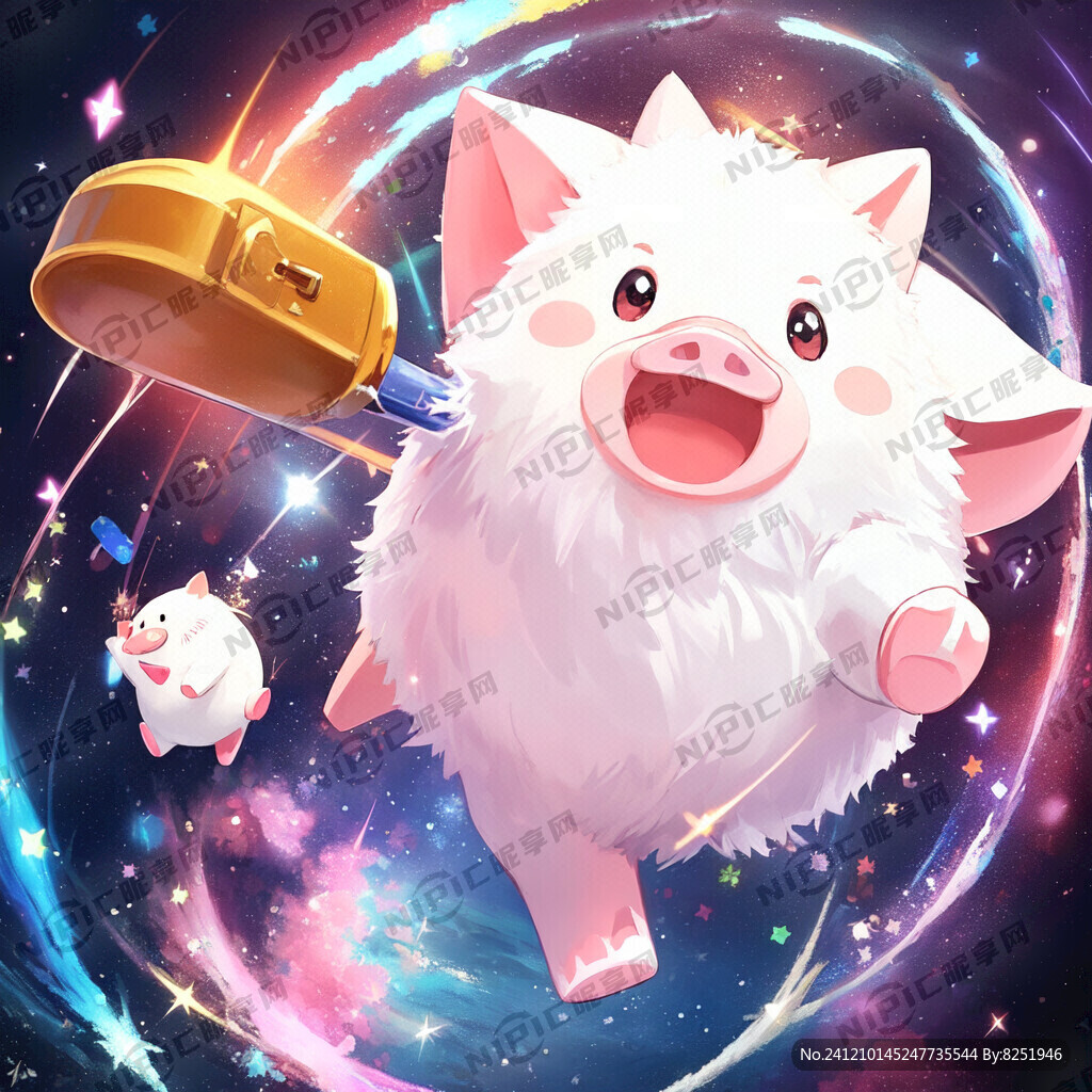 可爱卡通猪 竖着大拇指。在跳跃