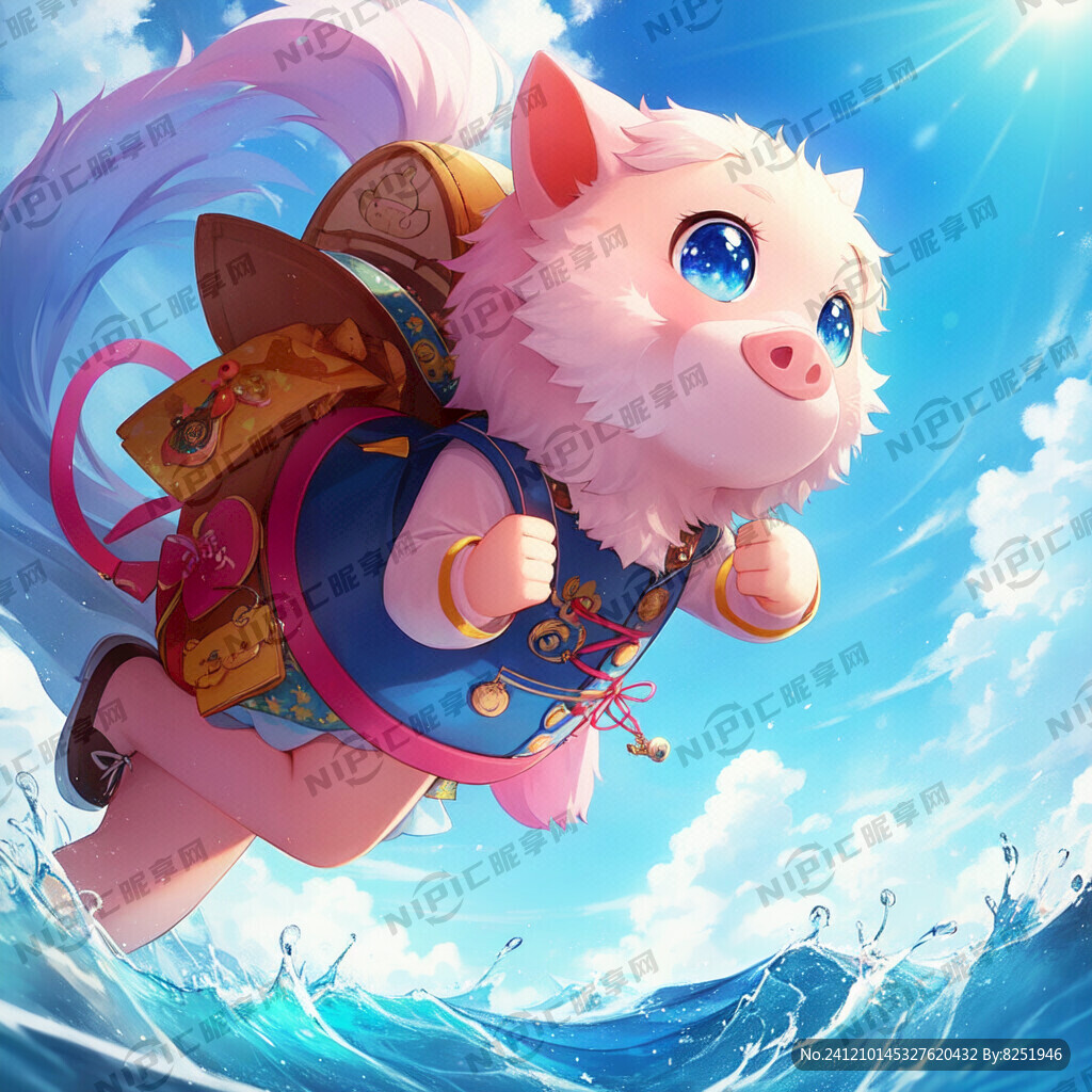 可爱卡通猪 竖着大拇指。在跳跃