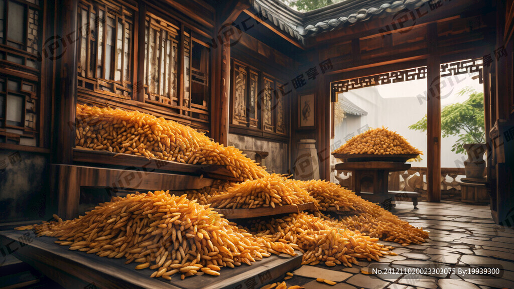 江南大堂庭院 中景木构雕花