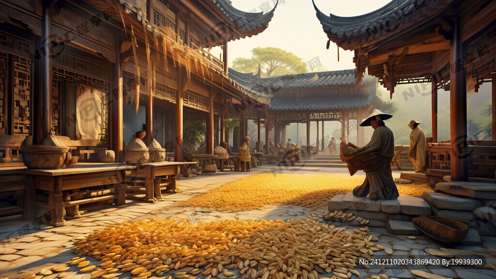 江南大堂庭院 中景木构雕花