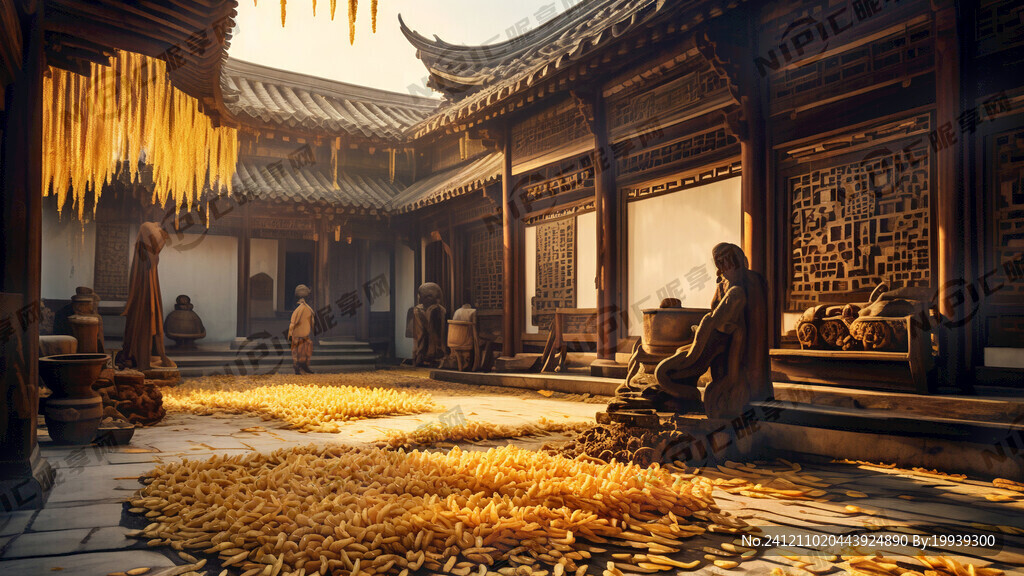 江南大堂庭院 中景木构雕花