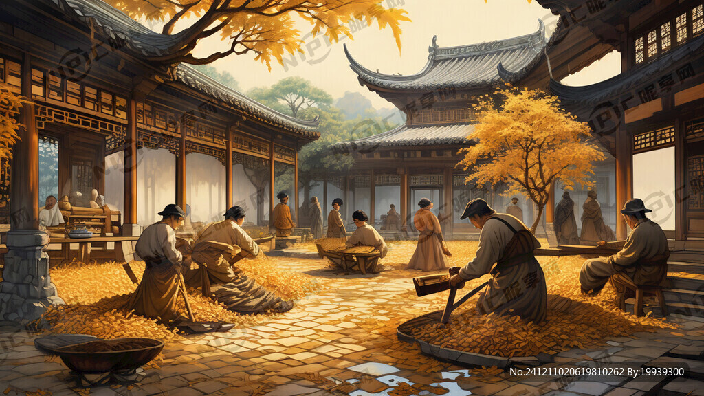 江南大堂庭院 中景木构雕花