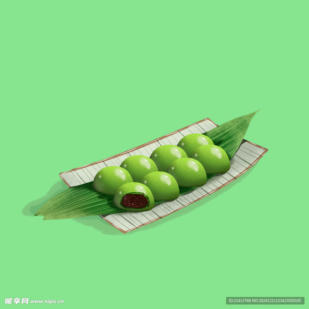 手绘艾草青团 
