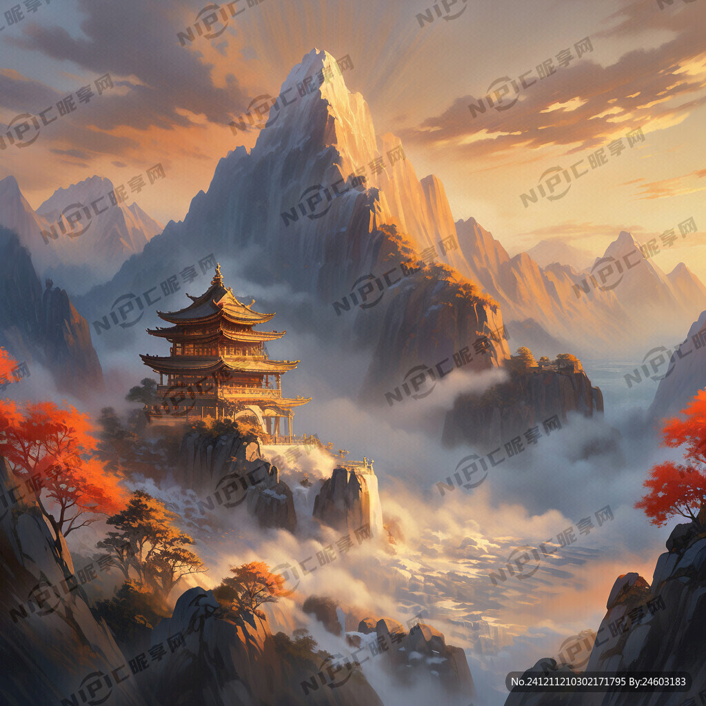 日照金山 太阳从云海中升起