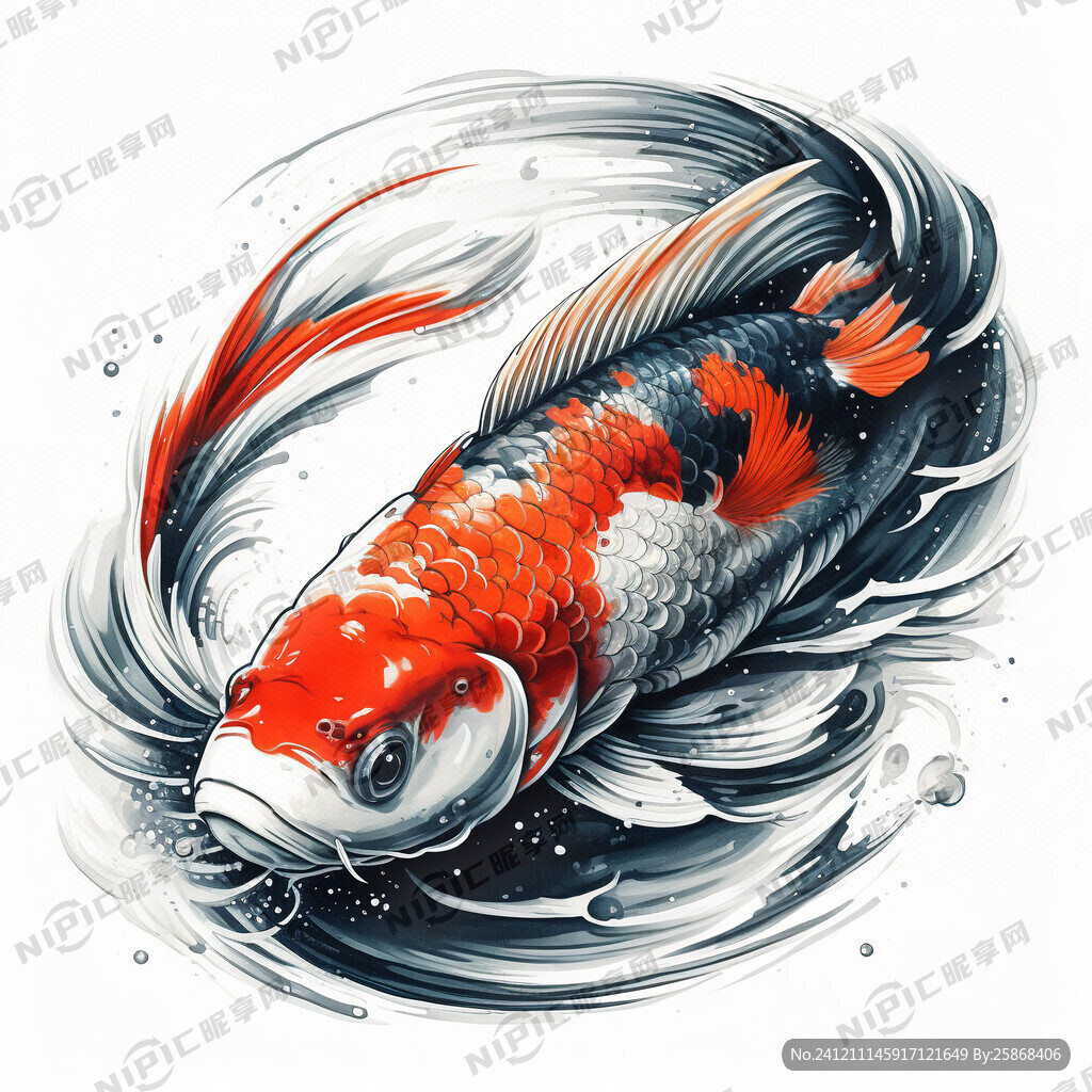 AI创作图有花纹的锦鲤nipic.com-昵图网
