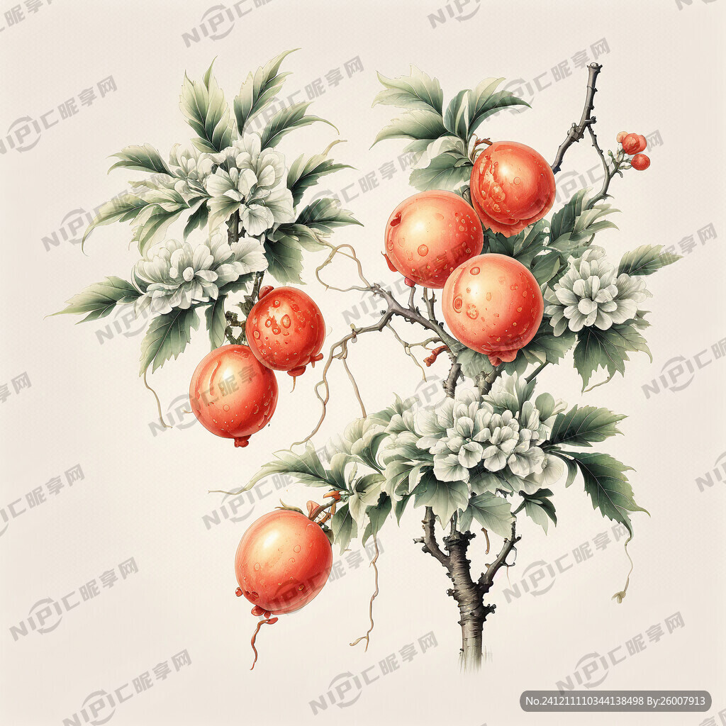 国风人参果手绘插画