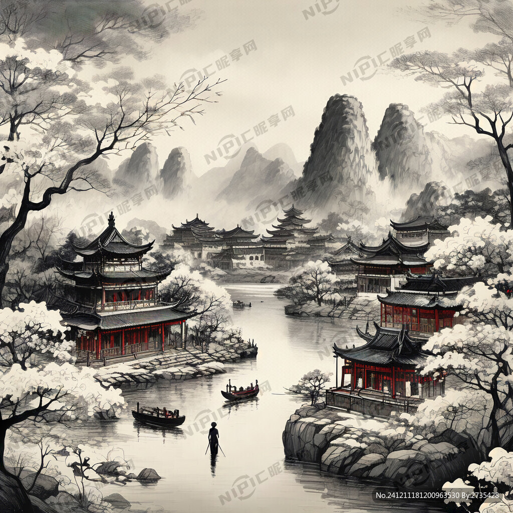 湖南印象线描手绘