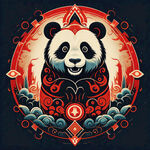 熊猫图腾，部落，图腾柱，插画，国潮风格，色彩鲜艳