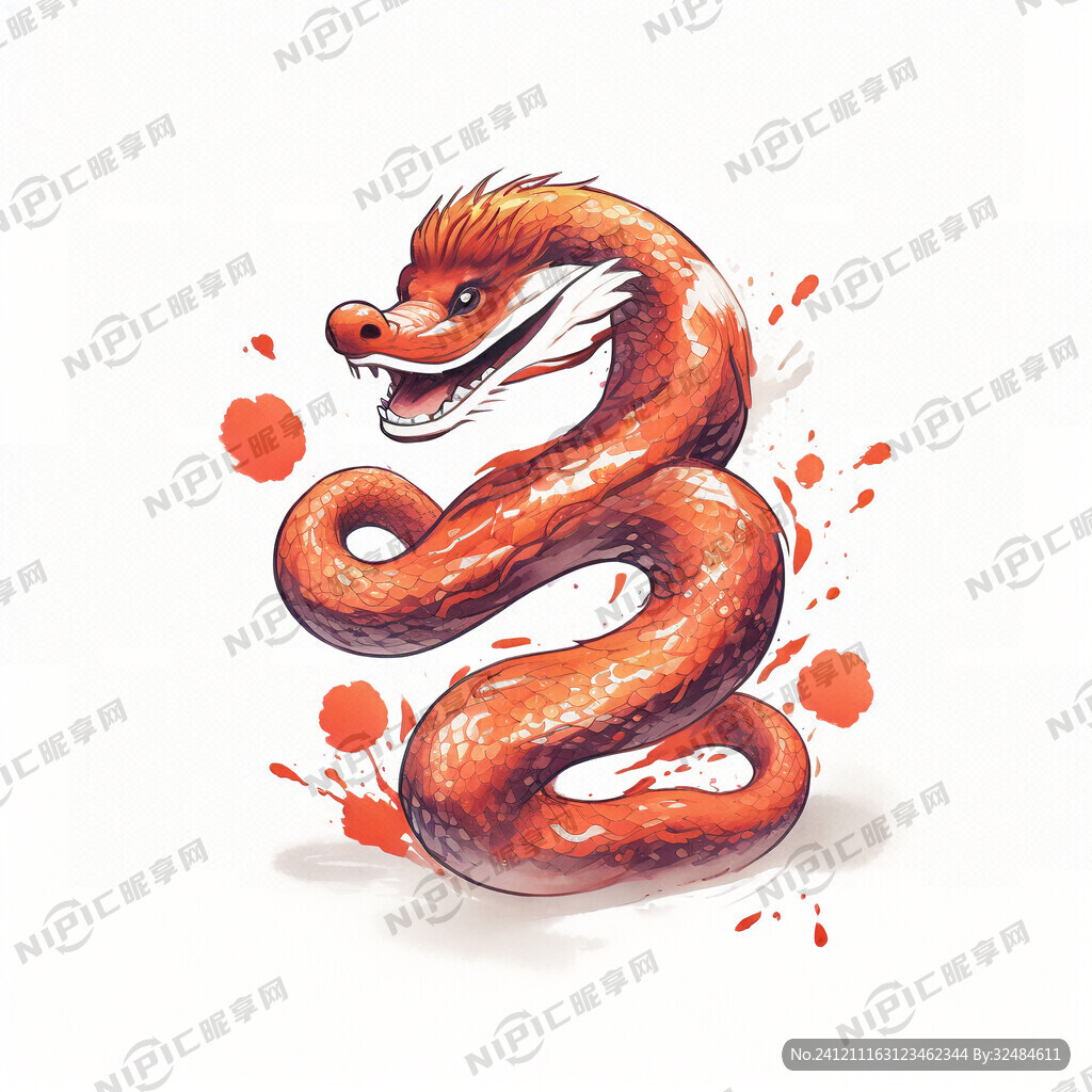 蛇年 喜庆 卡通 背景白色