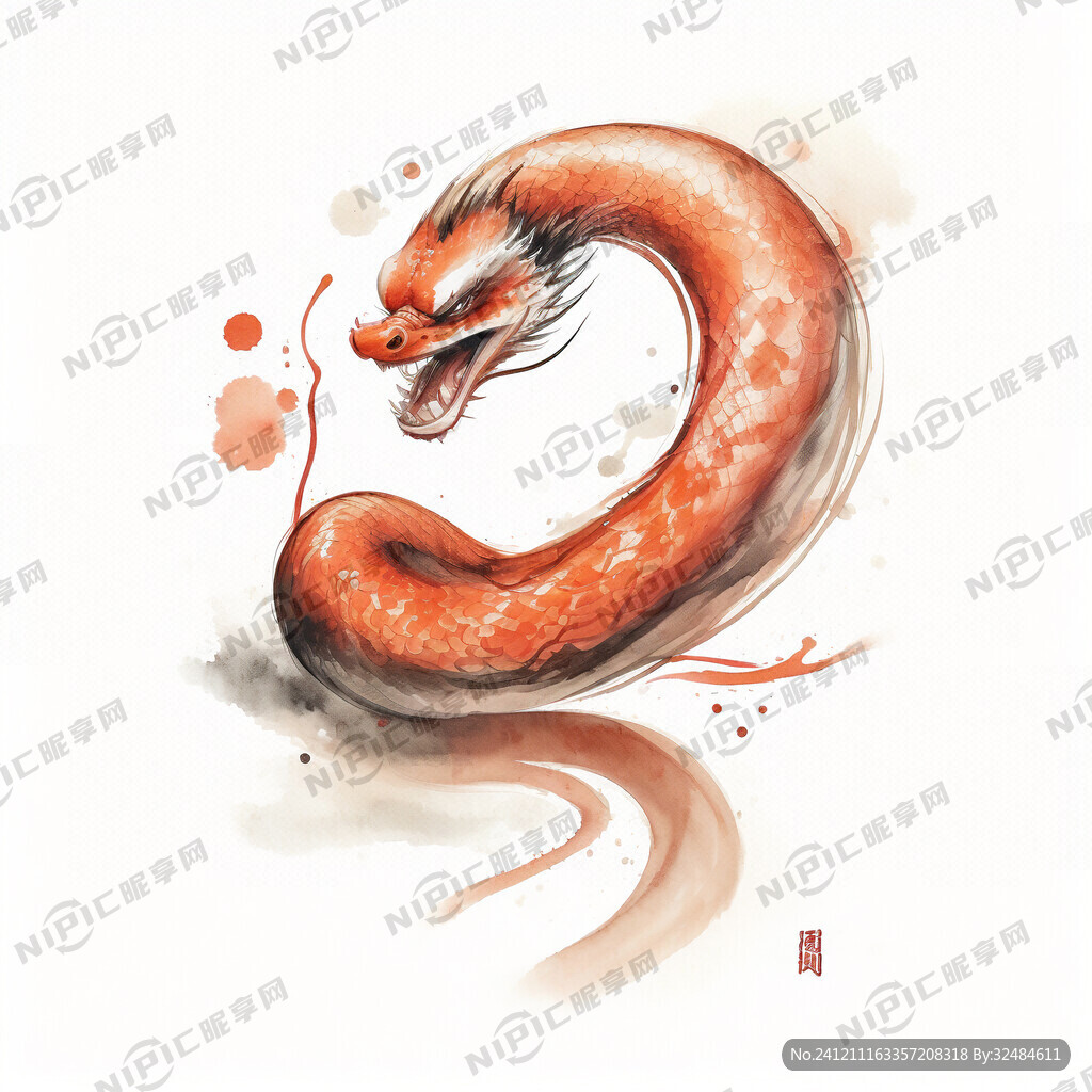 蛇年 喜庆 左右飞腾 背景白色