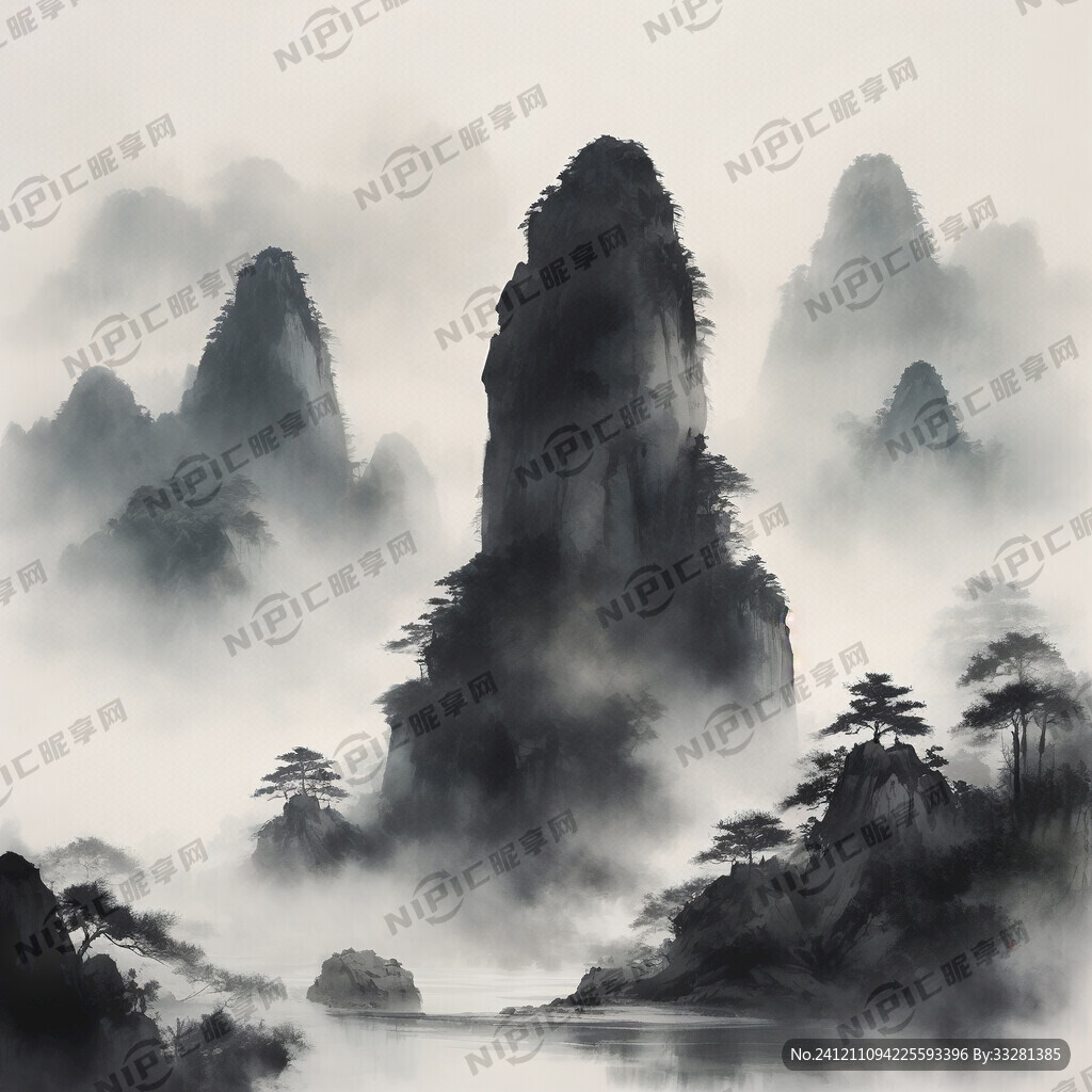 峨眉山水墨画