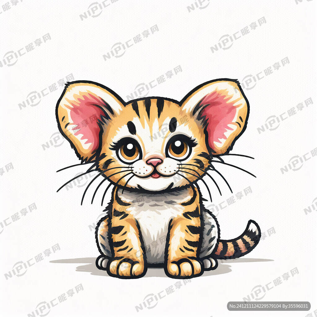 欧美风格象洞小猫彩绘图内容为呆