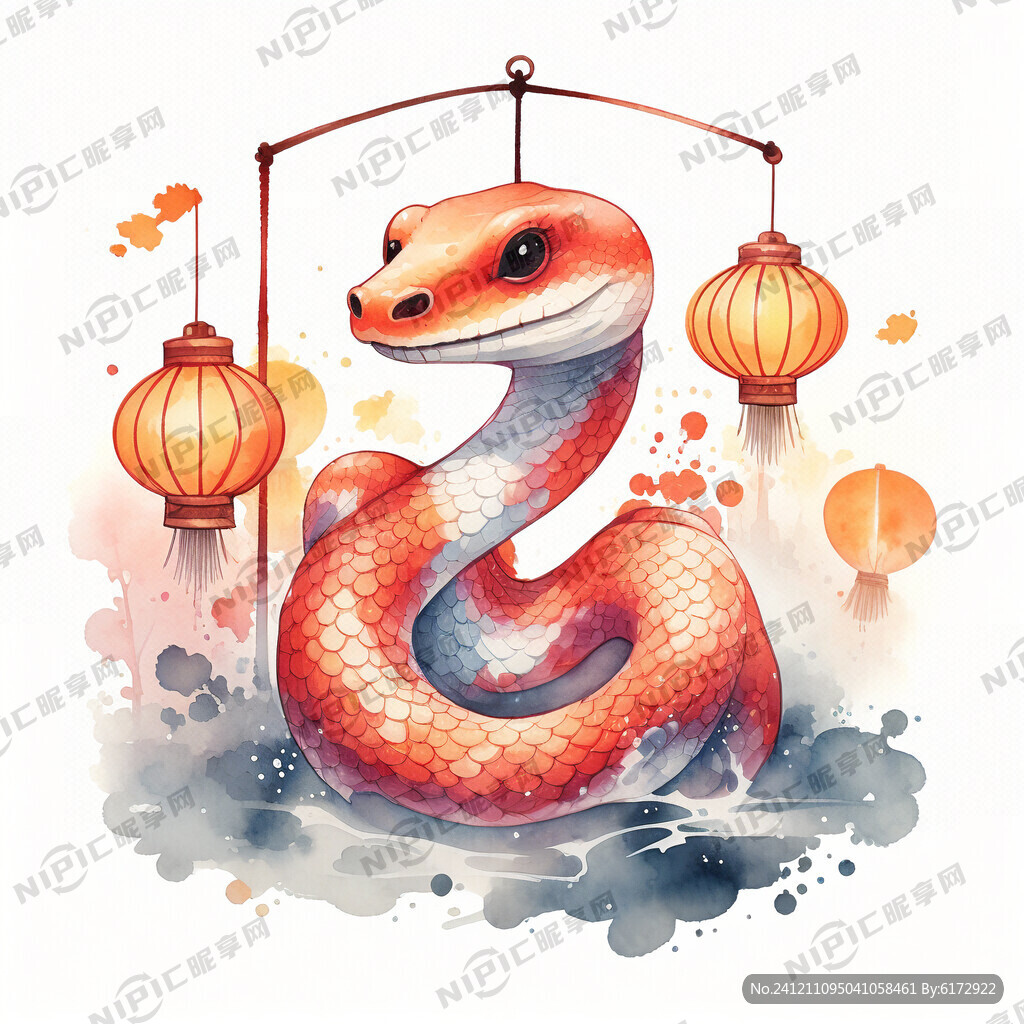 卡通蛇形象 色彩明亮 新年形象